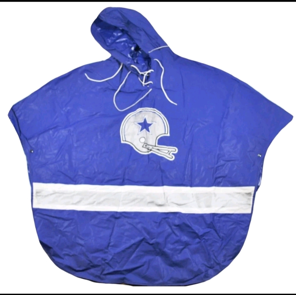 Vintage 80s Dallas Cowboy Vinyl Hooded Rain Poncho #287
